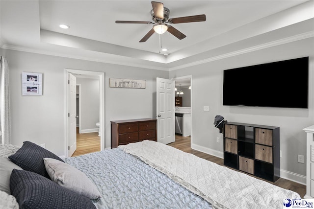 515 Young St, Darlington, SC 29532 - bedroom featuring a raised ceiling, wood finished floors, recessed lighting, baseboards, and ornamental molding