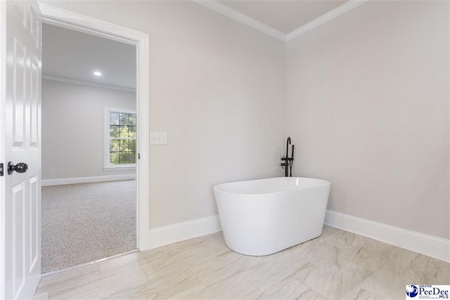 400 Millstone Rd, Florence, SC 29505 - full bathroom featuring a freestanding tub, ornamental molding, and baseboards