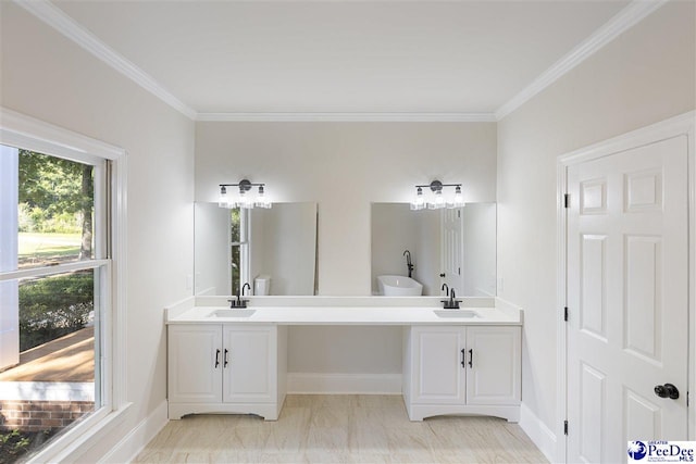 400 Millstone Rd, Florence, SC 29505 - bathroom with ornamental molding, double vanity, and baseboards
