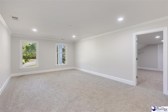 400 Millstone Rd, Florence, SC 29505 - empty room with light carpet, ornamental molding, recessed lighting, and baseboards