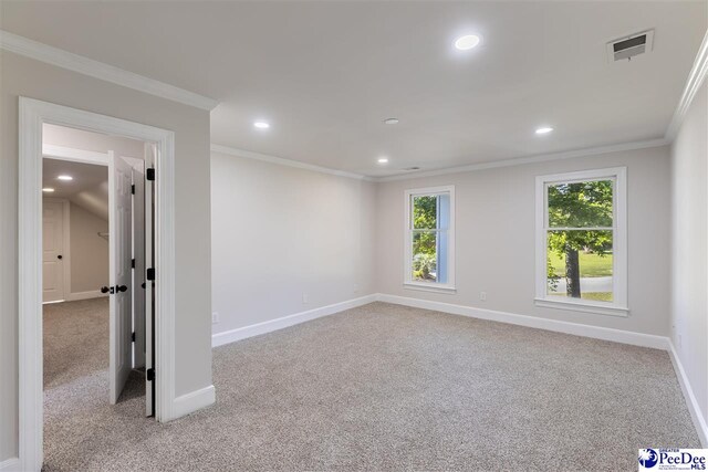 400 Millstone Rd, Florence, SC 29505 - carpeted spare room featuring baseboards, recessed lighting, and crown molding