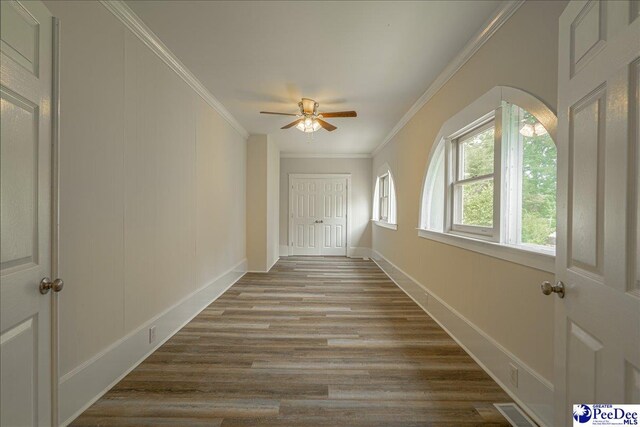 904 Madison Ave, Florence, SC 29501 - hall featuring wood finished floors, crown molding, and baseboards