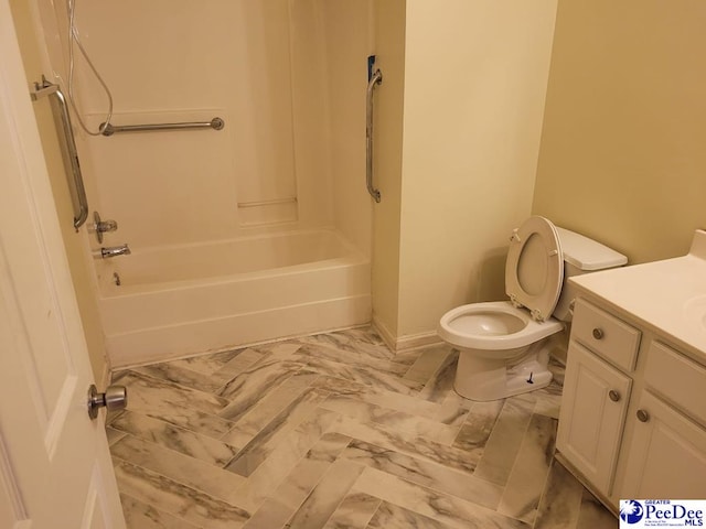 3675 W Pointe Dr, Florence, SC 29501 - bathroom featuring vanity, marble finish floors, and washtub / shower combination