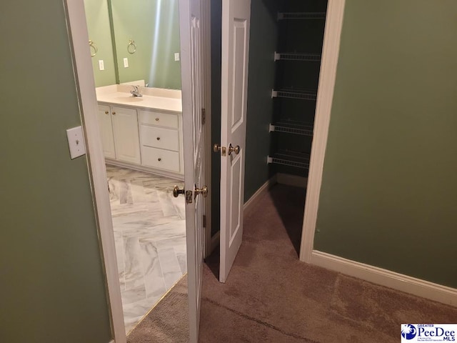 3675 W Pointe Dr, Florence, SC 29501 - bathroom featuring vanity and marble finish flooring