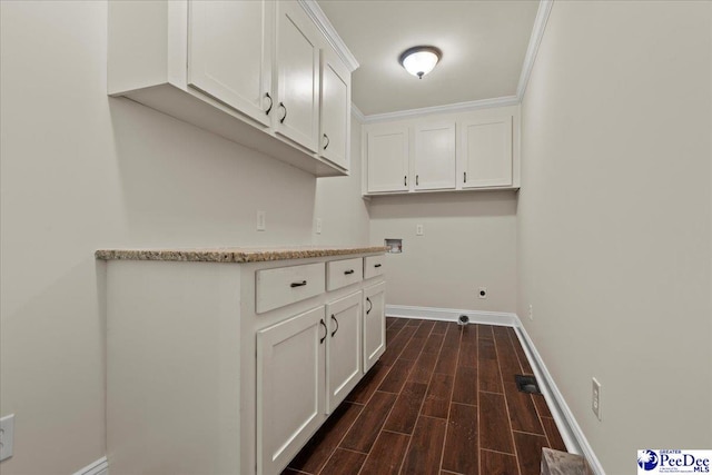 1526 Hunter St, Florence, SC 29505 - washroom with cabinet space, hookup for a washing machine, dark wood-style floors, and hookup for an electric dryer