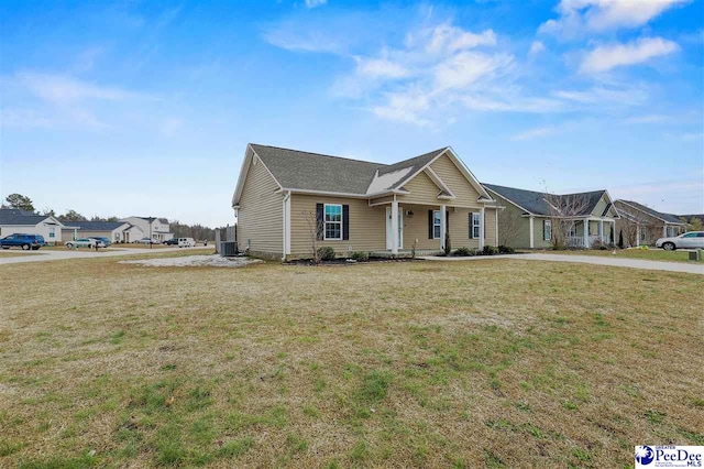 ranch-style house with a front lawn