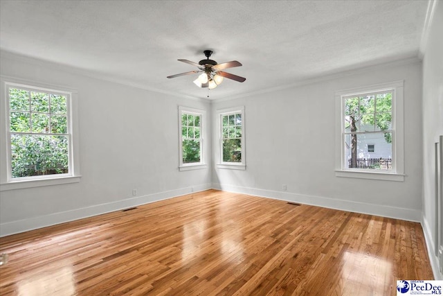 701 S Coit St, Florence, SC 29501 - unfurnished room with healthy amount of natural light, light wood-style flooring, ornamental molding, a ceiling fan, and a textured ceiling