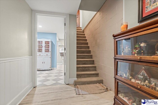 965 Scriven Dr, Flornce, SC 29501 - stairs with wood finished floors