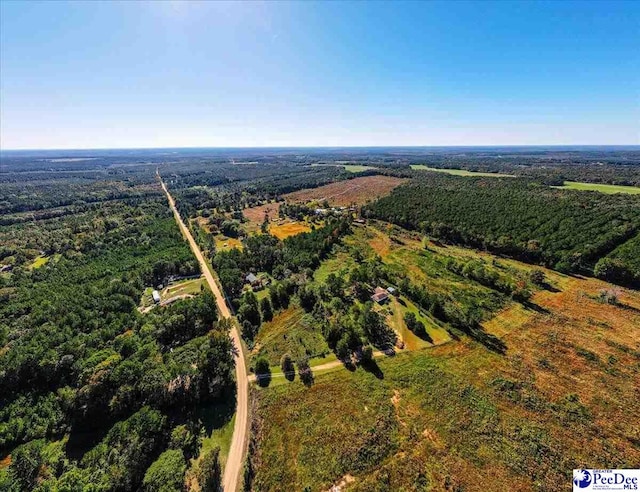 aerial view featuring a rural view