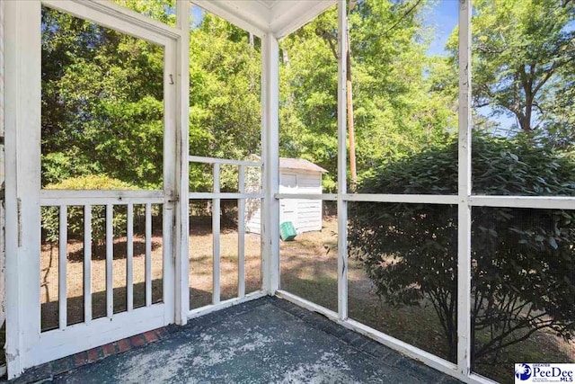 view of unfurnished sunroom