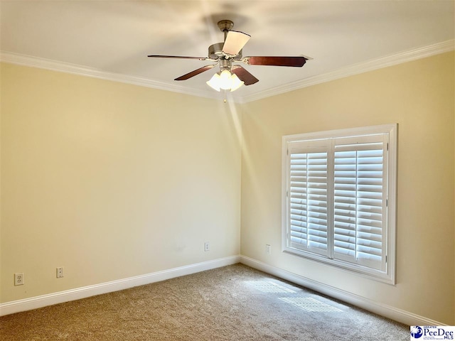 1311 Queens Ferry Rd, Florence, SC 29505 - carpeted spare room featuring crown molding and ceiling fan
