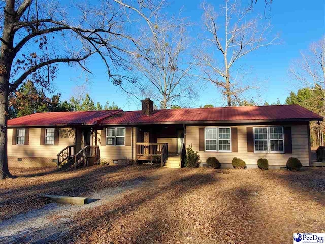 view of single story home