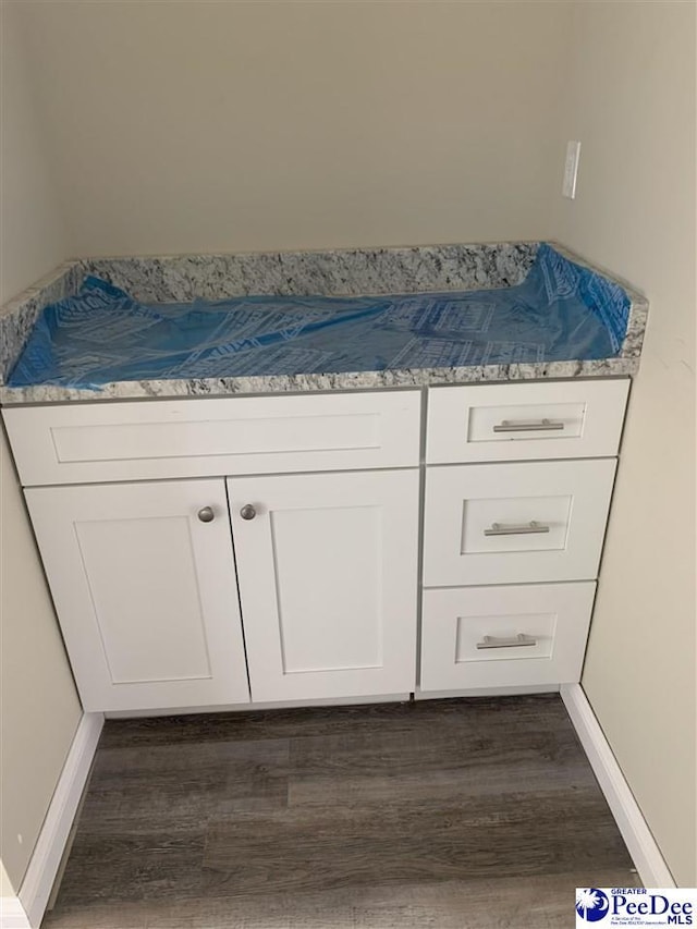 bathroom with hardwood / wood-style floors