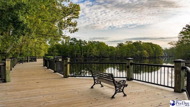deck with a water view