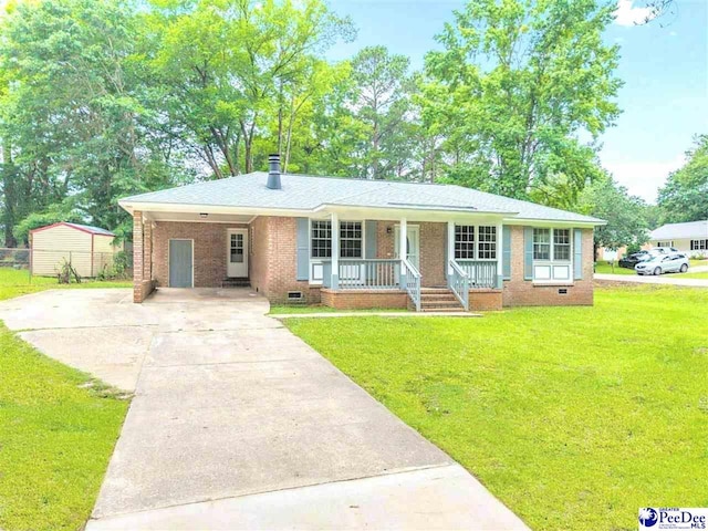 1341 Marshall Ave, Florence, SC 29501 - single story home featuring covered porch, driveway, crawl space, brick siding, and a carport