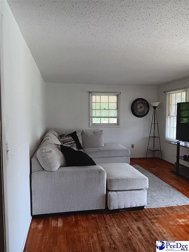 702 New Hampton Rd, Hartsville, SC 29550 - living room with a textured ceiling and dark wood finished floors