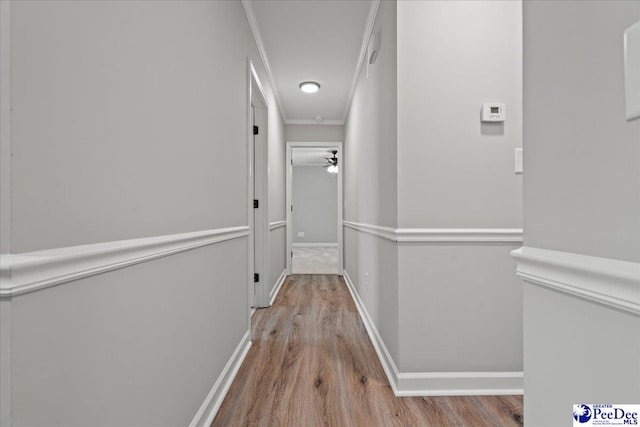 841 W Mallard Hen, Florence, SC 29505 - hall with crown molding, wood finished floors, and baseboards