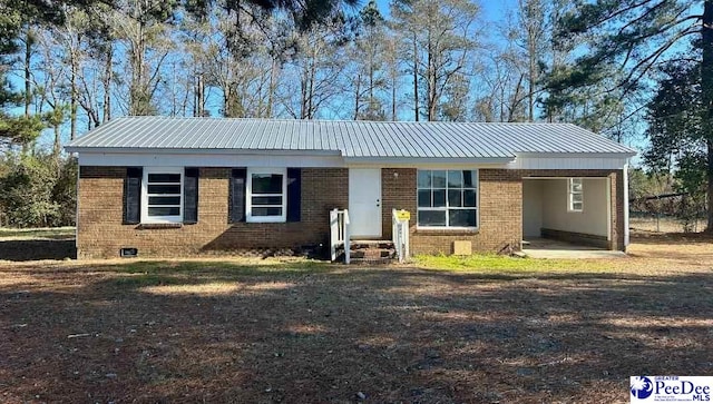 view of single story home