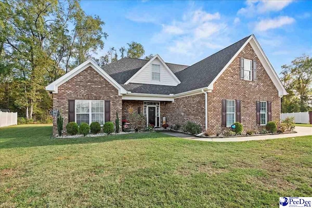 view of front of property featuring a front lawn