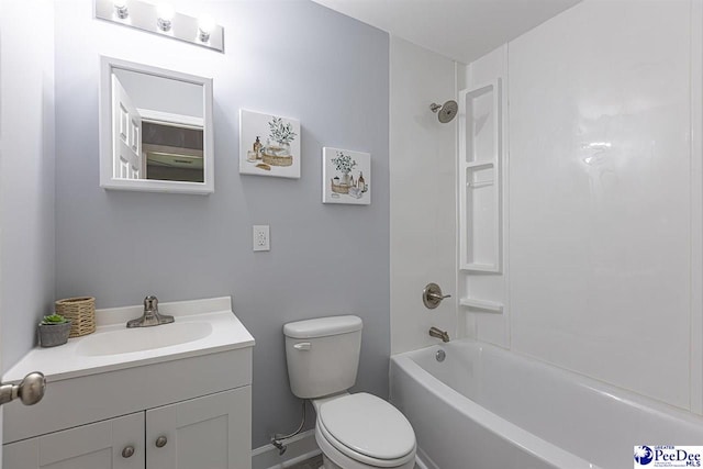 full bathroom with vanity, shower / bathing tub combination, and toilet