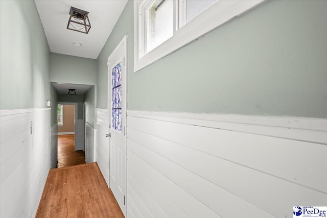 516 S Cashua Dr, Florence, SC 29501 - corridor featuring a wainscoted wall and wood finished floors
