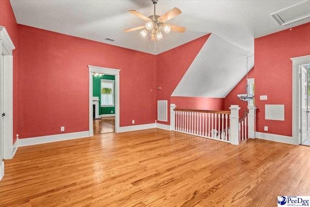 302 Cashua St, Darlington, SC 29532 - spare room with light wood-style flooring, a ceiling fan, baseboards, and vaulted ceiling