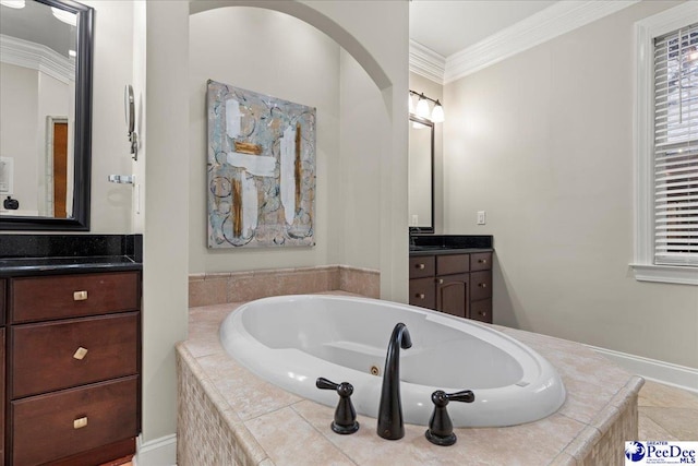 439 Whitman Ave, Florence, SC 29501 - full bathroom with vanity, ornamental molding, and a bath