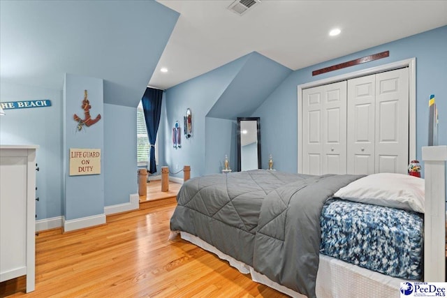 439 Whitman Ave, Florence, SC 29501 - bedroom featuring light wood-style flooring, recessed lighting, and a closet
