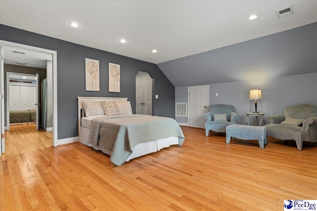 439 Whitman Ave, Florence, SC 29501 - bedroom featuring light wood-style floors, recessed lighting, and lofted ceiling
