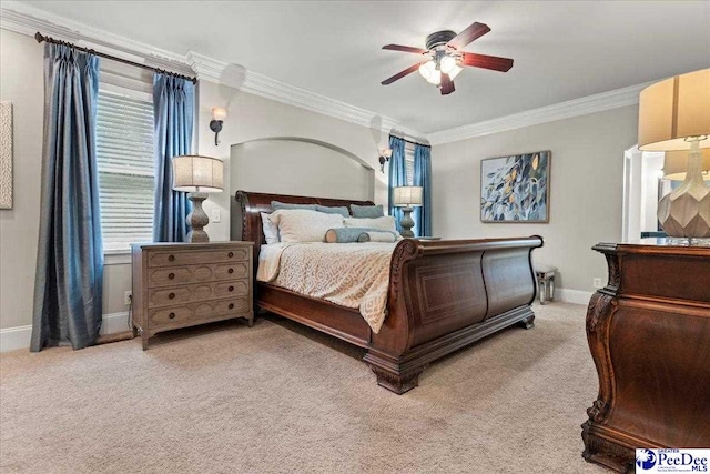 439 Whitman Ave, Florence, SC 29501 - bedroom with light carpet, crown molding, and a ceiling fan