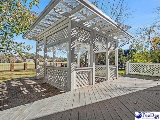 deck featuring a pergola