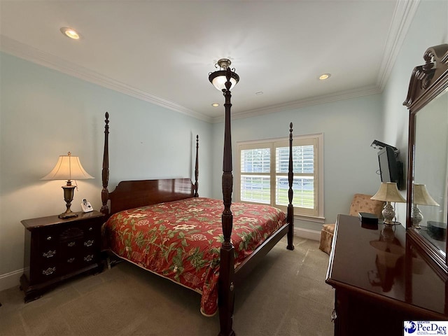 1219 Richard St, Dillon, SC 29536 - carpeted bedroom featuring ornamental molding, baseboards, and recessed lighting