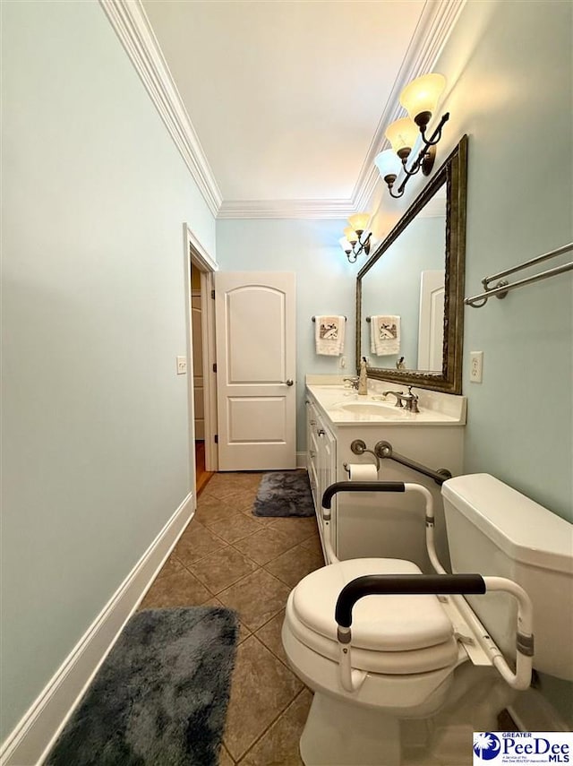 1219 Richard St, Dillon, SC 29536 - half bath with toilet, ornamental molding, tile patterned floors, vanity, and baseboards