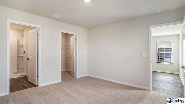 575 Strawberry Field Way, Galivants Ferry, SC 29544 - unfurnished bedroom featuring carpet, a walk in closet, and baseboards