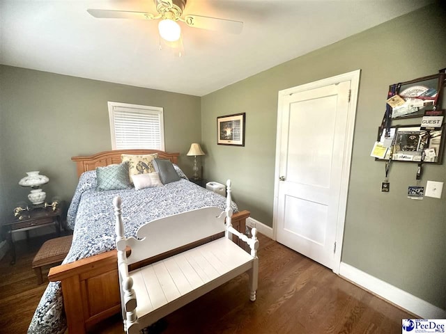 59 Lynn Ave, Cheraw, SC 29520 - bedroom with wood finished floors, baseboards, and ceiling fan