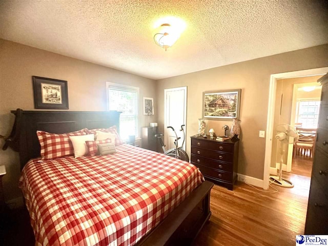 59 Lynn Ave, Cheraw, SC 29520 - bedroom featuring a textured ceiling, wood finished floors, multiple windows, and baseboards