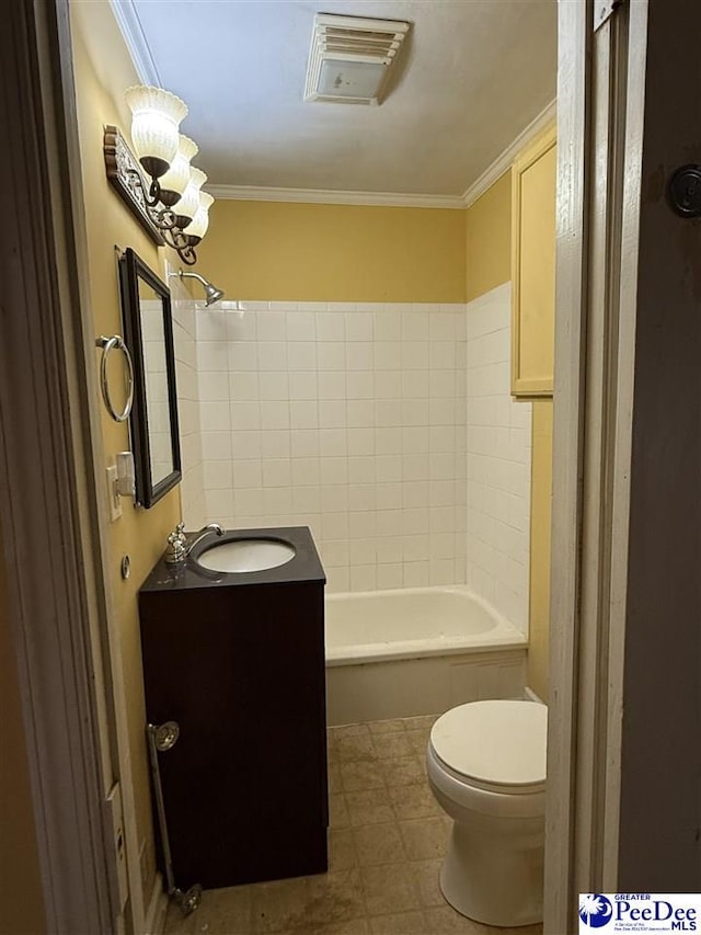 68 Victory Dr, Cheraw, SC 29520 - full bathroom with vanity, shower / bathing tub combination, crown molding, and toilet