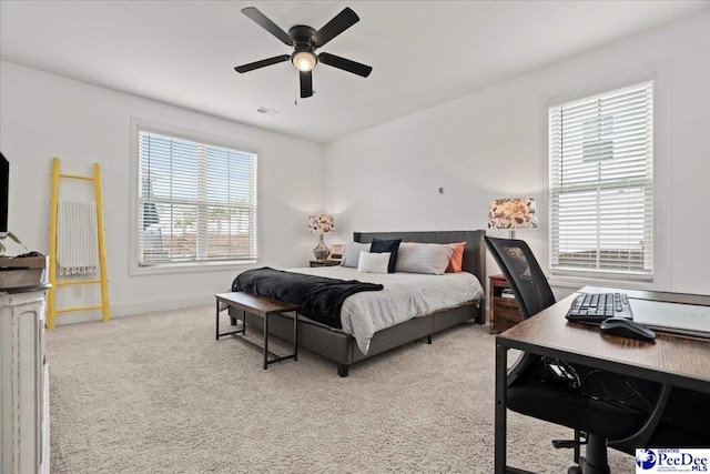 207 Compass Trl, Blythewood, SC 29016 - bedroom featuring visible vents, baseboards, carpet flooring, and ceiling fan