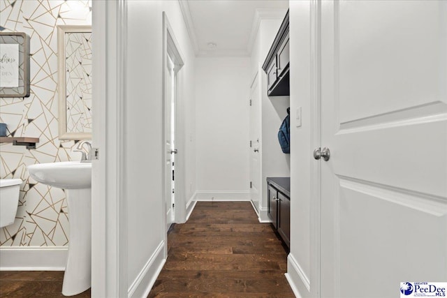 207 Compass Trl, Blythewood, SC 29016 - interior space featuring crown molding, baseboards, and dark wood finished floors