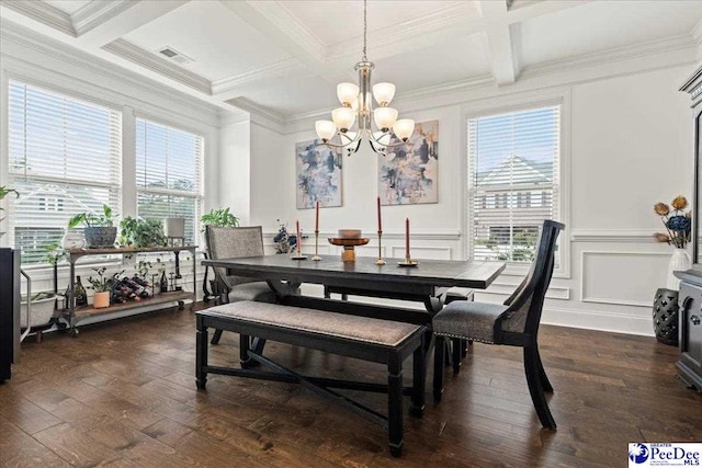 207 Compass Trl, Blythewood, SC 29016 - dining space featuring visible vents, a wealth of natural light, an inviting chandelier, and hardwood / wood-style flooring