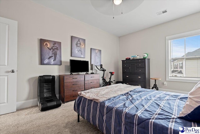 207 Compass Trl, Blythewood, SC 29016 - carpeted bedroom with visible vents, baseboards, and a ceiling fan