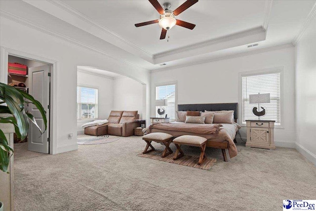 207 Compass Trl, Blythewood, SC 29016 - carpeted bedroom with multiple windows, a tray ceiling, and visible vents