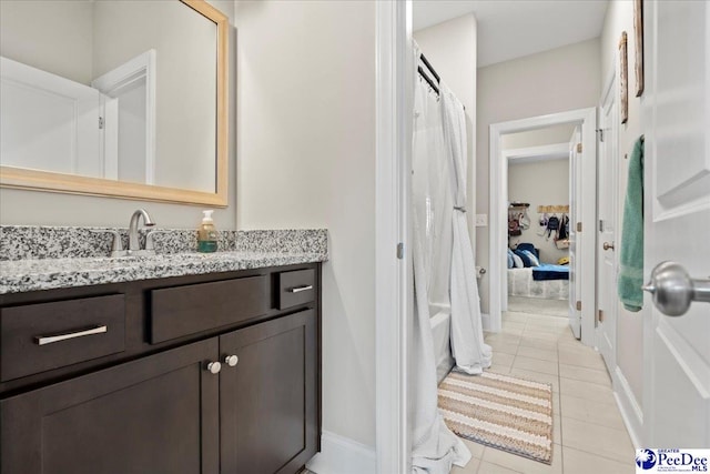 207 Compass Trl, Blythewood, SC 29016 - full bath featuring tile patterned floors, a shower with shower curtain, vanity, and baseboards