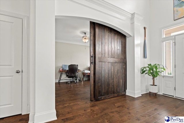 207 Compass Trl, Blythewood, SC 29016 - foyer with crown molding, baseboards, and hardwood / wood-style flooring