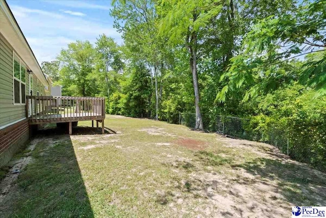 3324 Spiral Ln, Effingham, SC 29541 - view of yard featuring fence and a wooden deck