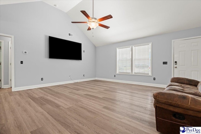 3324 Spiral Ln, Effingham, SC 29541 - living area featuring a ceiling fan, baseboards, visible vents, and light wood-type flooring