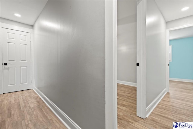 821 W Shirley Rd, Pamplico, SC 29583 - hallway with baseboards, wood finished floors, and recessed lighting
