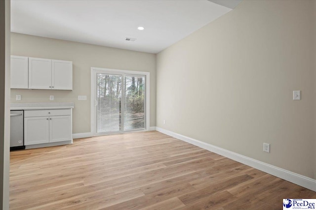 interior space with light hardwood / wood-style flooring