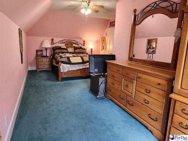 129 Golf Course Rd, Hartsville, SC 29550 - carpeted bedroom featuring lofted ceiling, baseboards, a ceiling fan, and an office area