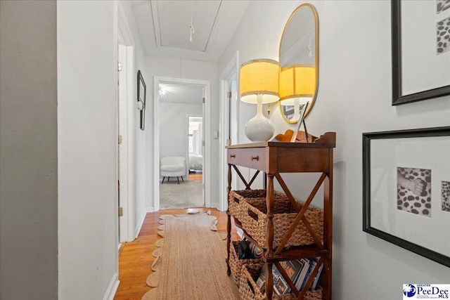 corridor featuring light hardwood / wood-style floors